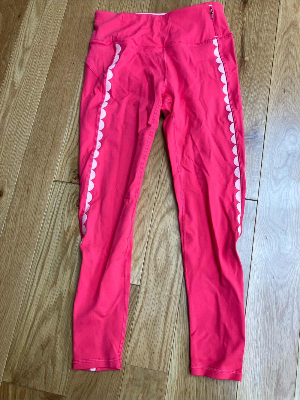 Girls' Bright Pink Active Leggings with Scallop Side Trim
